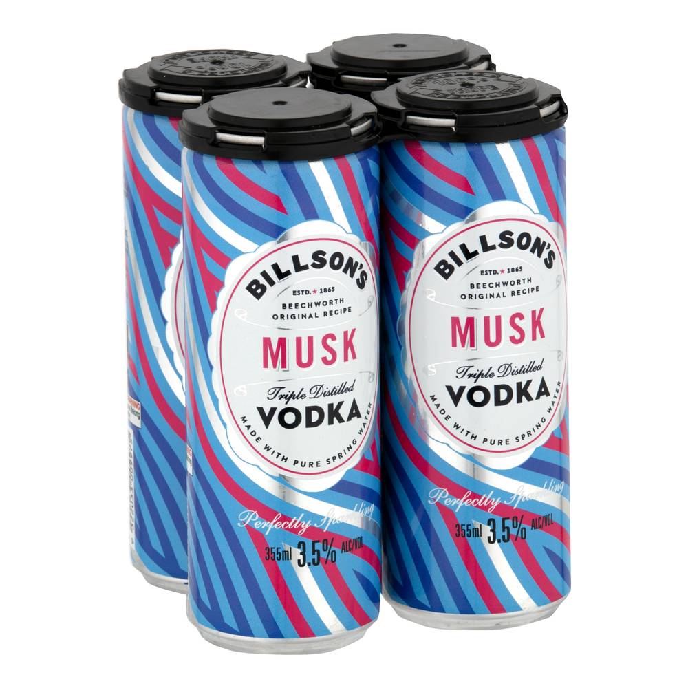 Billson's Musk Vodka Mixed Drink Can 355mL X 4 pack