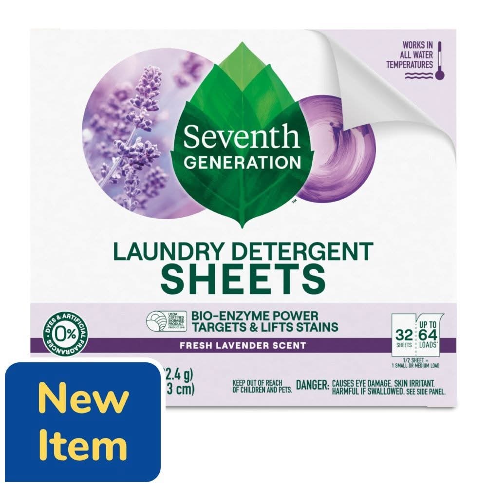 Seventh Generation Laundry Detergent Sheets, Fresh Lavender (32 ct)