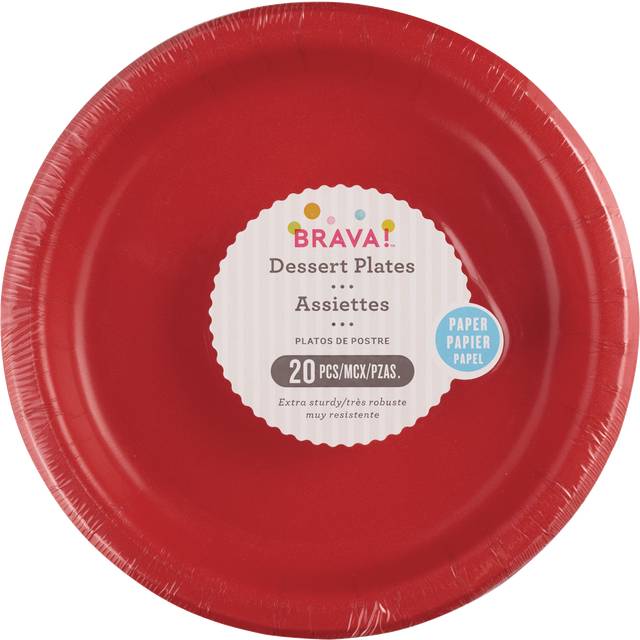 Party City Extra Sturdy Paper Dessert Plate, Red