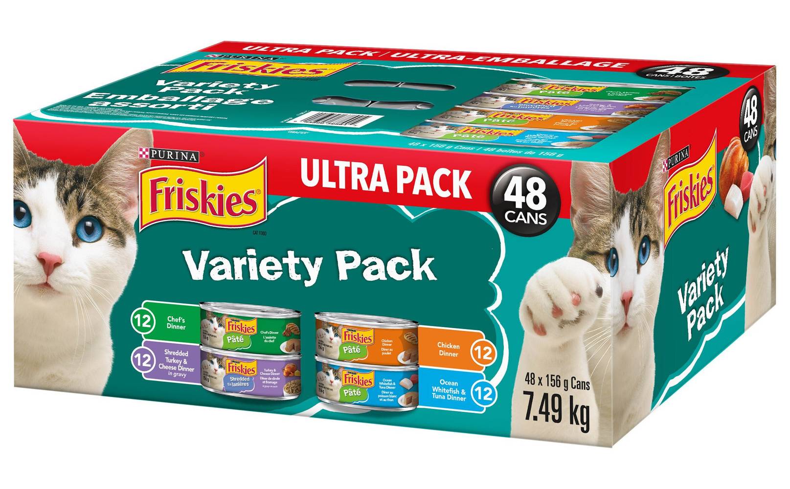 Purina - Emballage Assorti Friskies Boites De Nourriture Pour Chat, 48 X 156G (5,5 Oz) / Purina Friskies Cat Food Variety Pack, 48 X 156G (5.5 Oz)