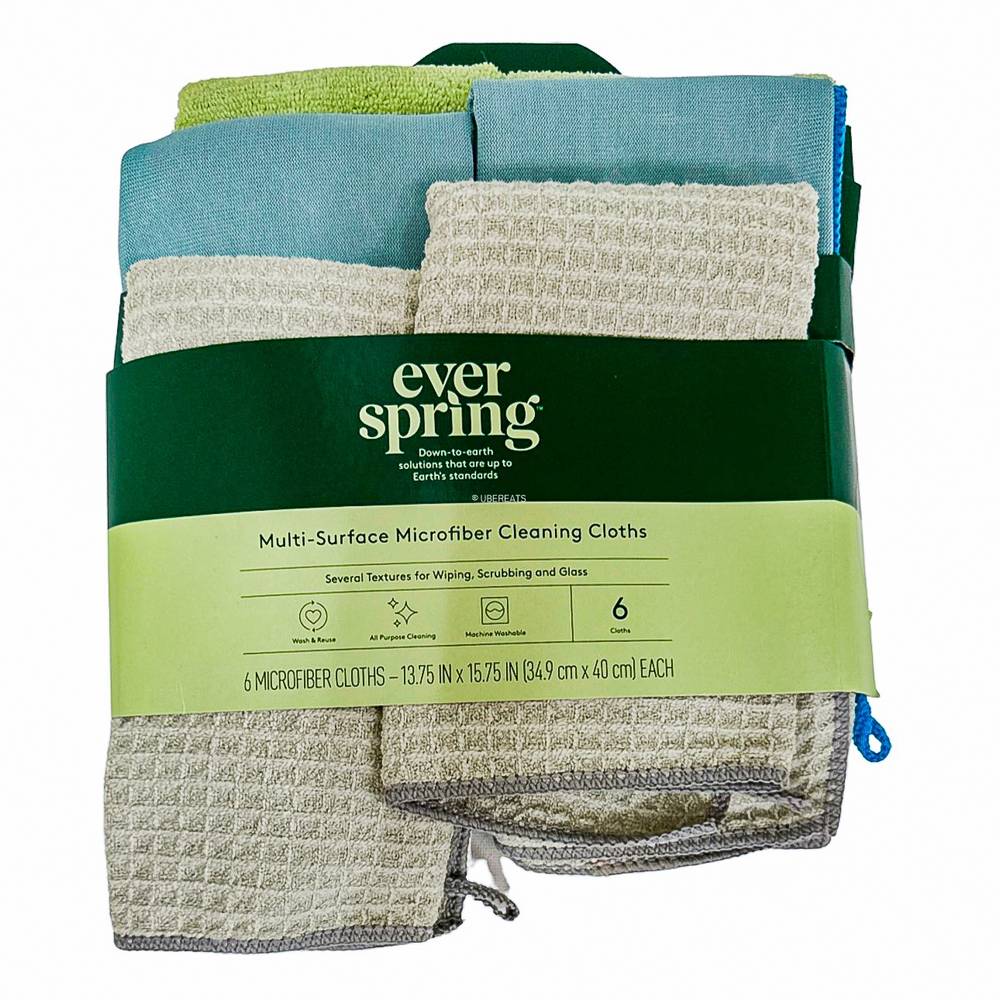 Everspring Multi Surface Microfiber Cleaning Cloths, 13.75 " X 15.75" (6 ct)