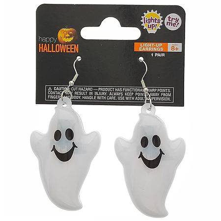 Festive Voice Happy Halloween Light Up Ghost Earrings