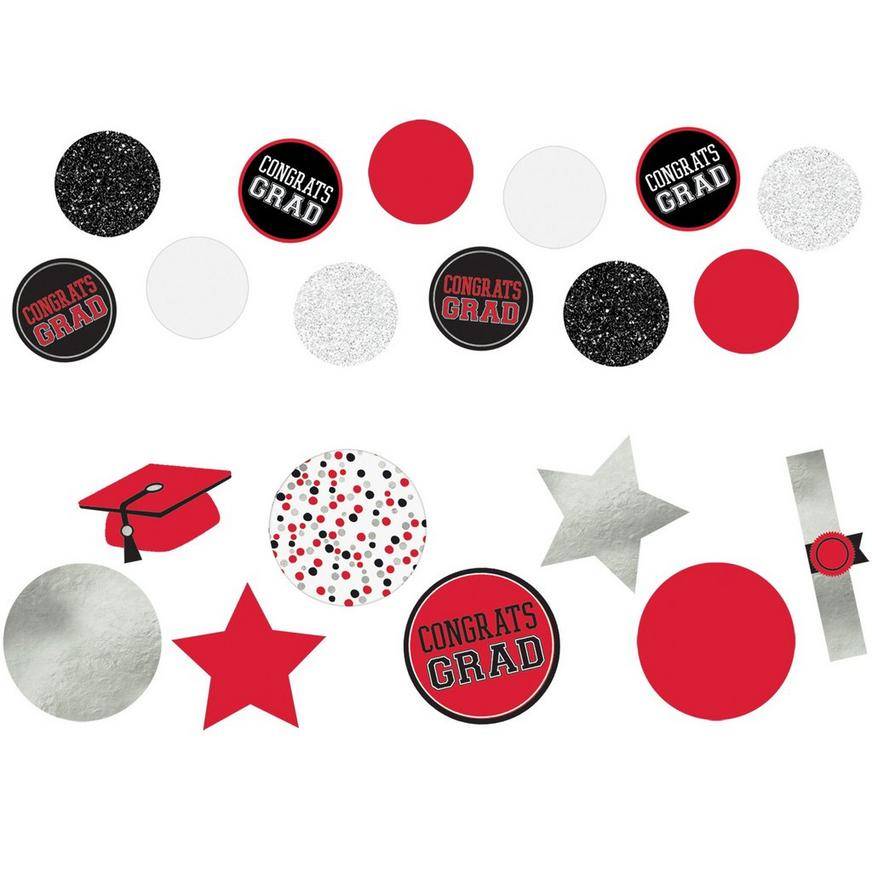 Giant Red Graduation Cardstock Foil Confetti, 48pc