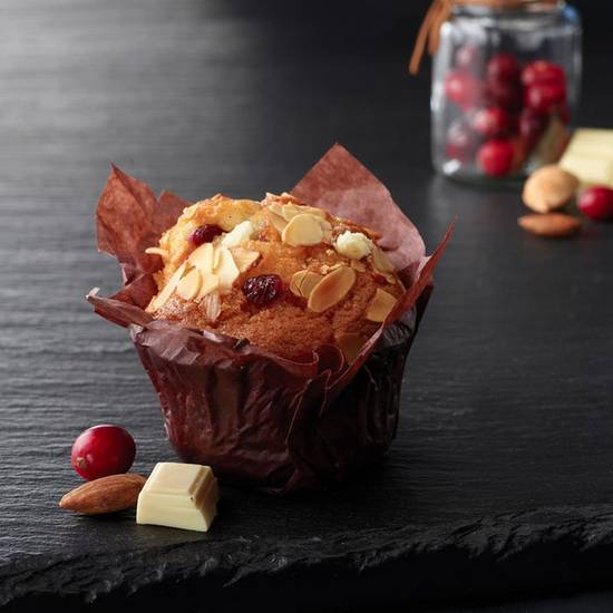 Le muffin au chocolat blanc cranberrie