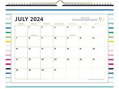 AT-A-GLANCE 2024-2025 Academic Simplified By Emily Ley Happy Stripe Monthly Wall Calendar El24-707A-25