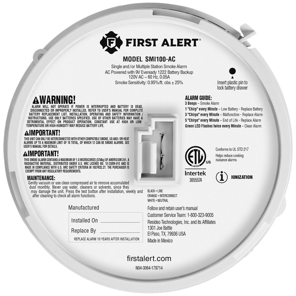 First Alert Precision Detection Interconnect Hardwired Smoke Alarm - Thumbnail 4