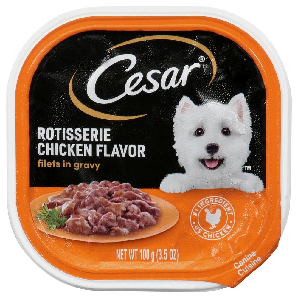 Cesar Soft Wet Dog Food Filets in Gravy Rotisserie Chicken Flavor (3.5 oz)