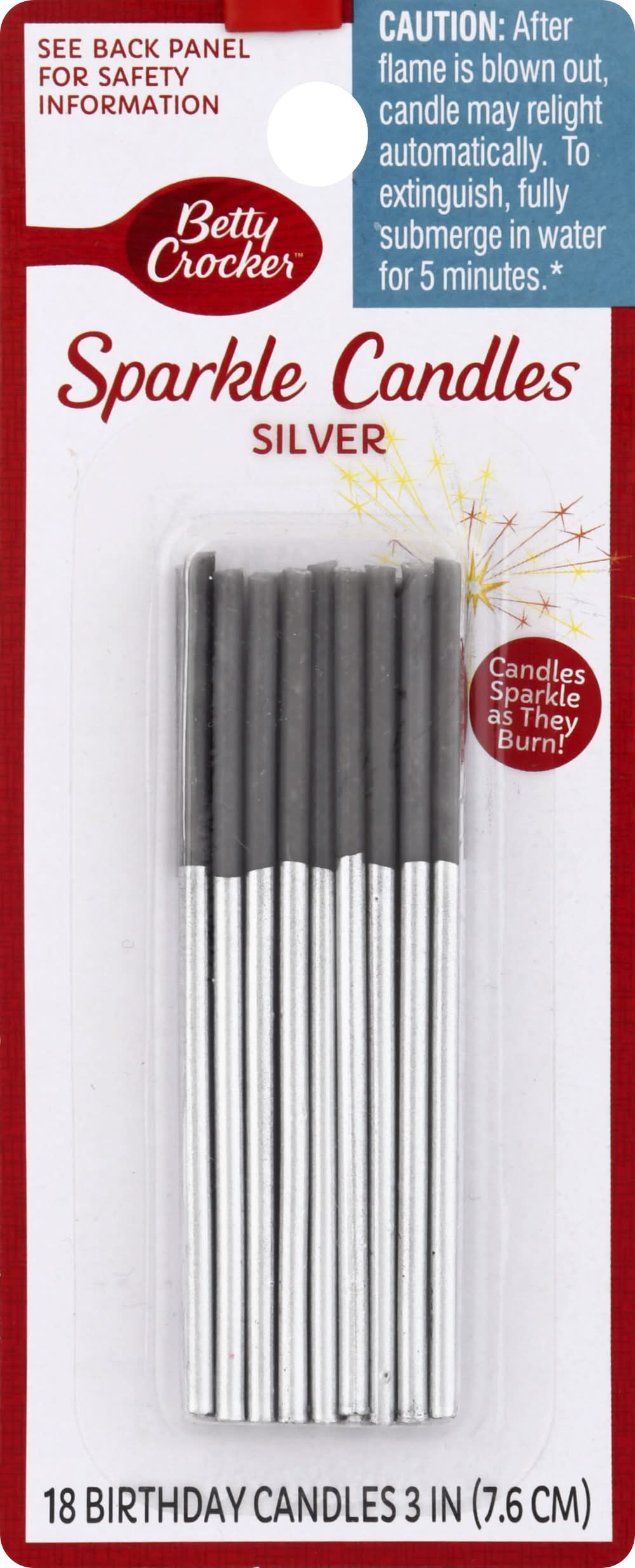 Betty Crocker Sparkle Silver 3 in Sparkle Candles