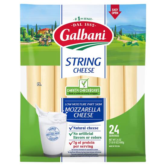 Galbani Low Moisture Part Skim Mozzarella String Cheese (24 ct)