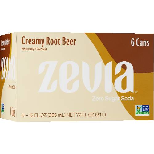 Zevia Creamy Root Beer Soda 6 Pack