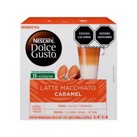 Nescafé dolce gusto cápsulas de latte macchiato caramel (caja 145.6 g)