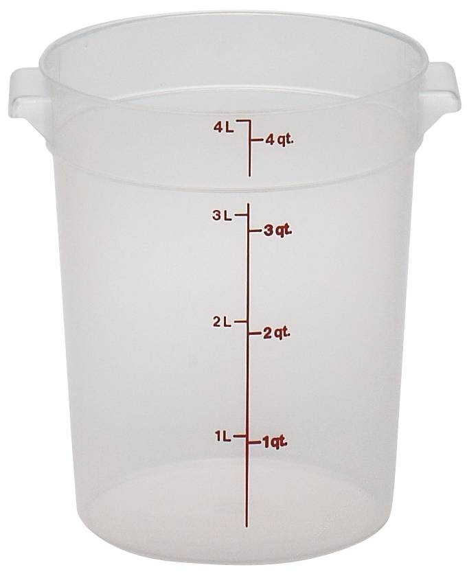 Storage Container, round, 4 qt., 8-3/16" dia. x 8-9/16"H, translucent, NSF