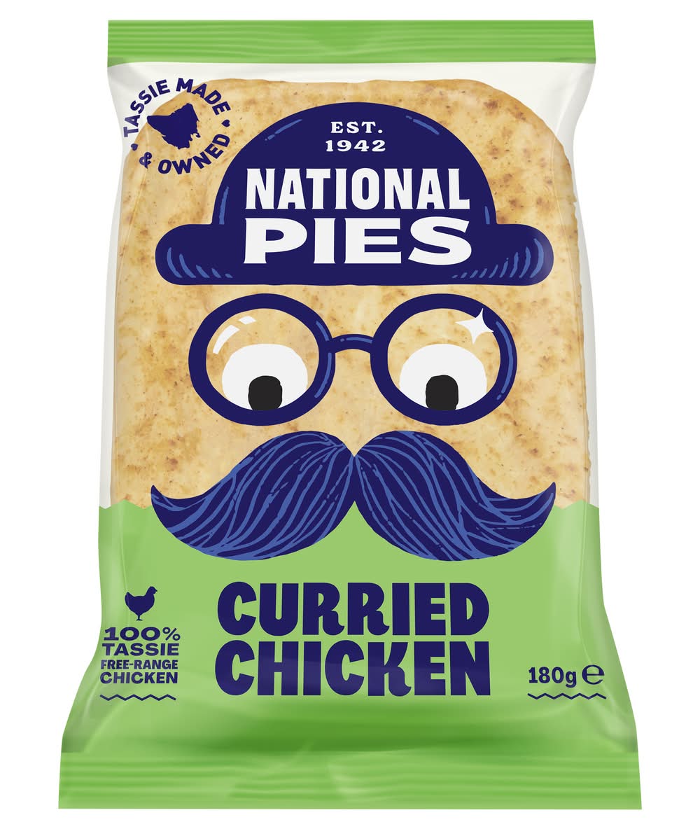 National Pies Tasmanian Bakeries Proper National Pies Curried Chicken Single (180g)