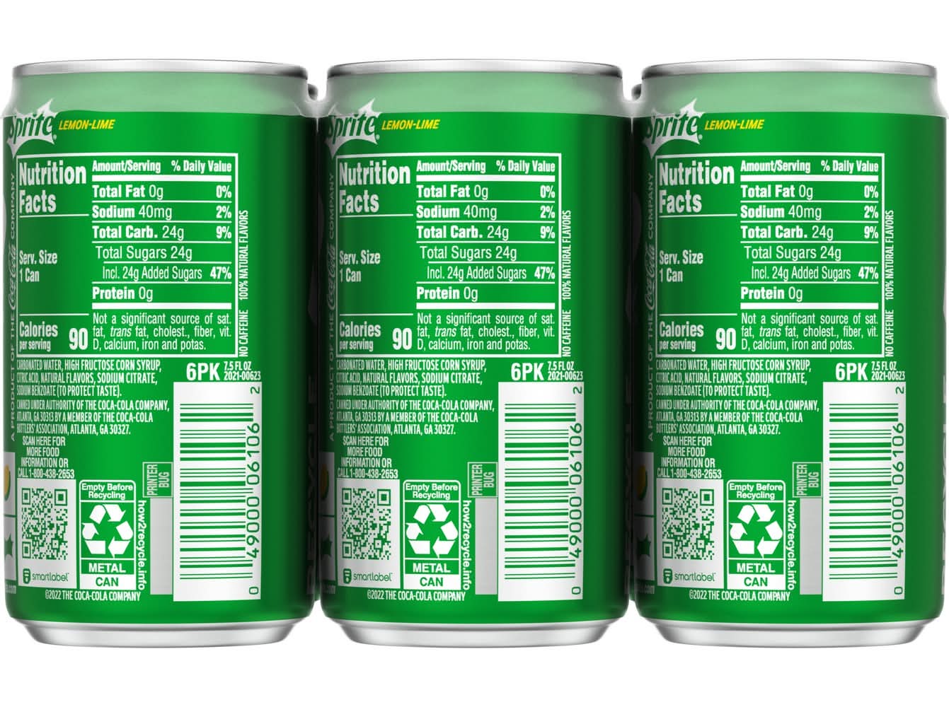 Sprite Flavored Soda, Lemon-Lime (6 x 7.5 fl oz)