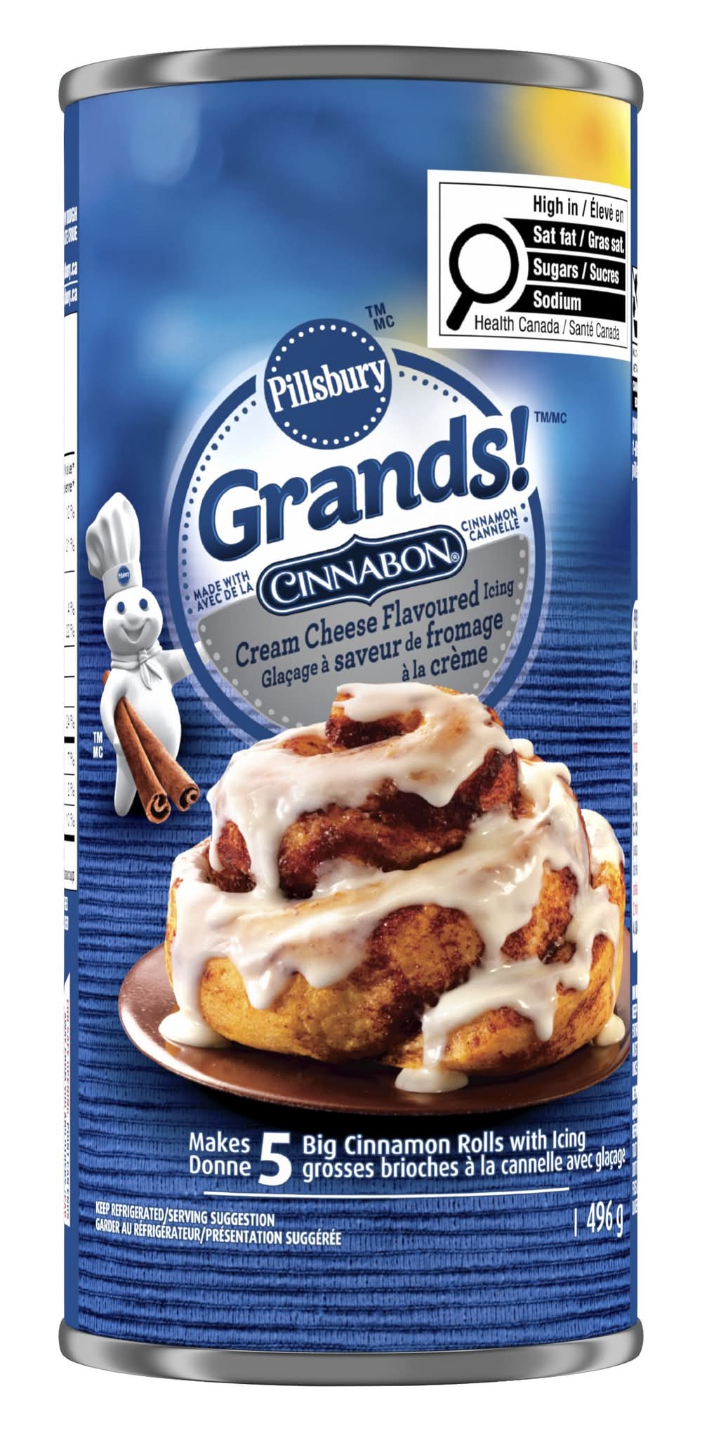 Pillsbury Grands! Cinnamon Rolls With Flavored Icing, Cream Cheese (496 g, 5 ct)