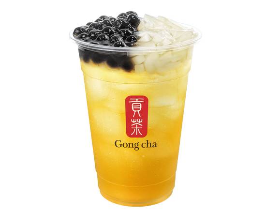 Peach Green Tea with Pearls and Coconut Jelly