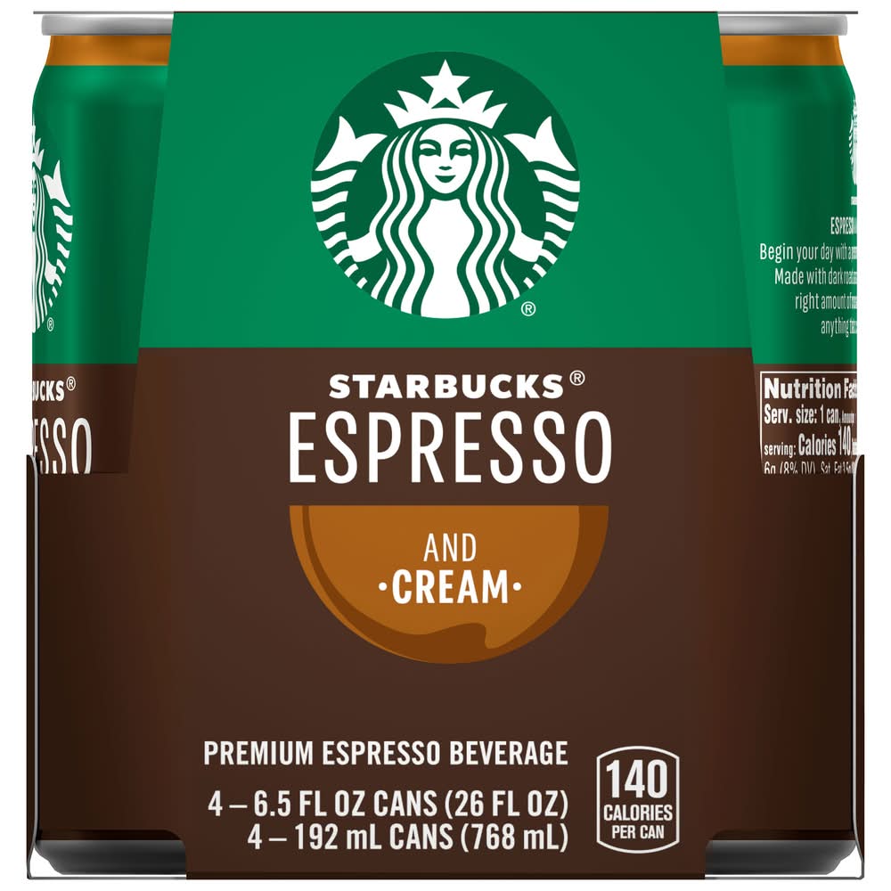 Starbucks Espresso & Cream Premium Espresso Beverage (4 x 6.5 fl oz)