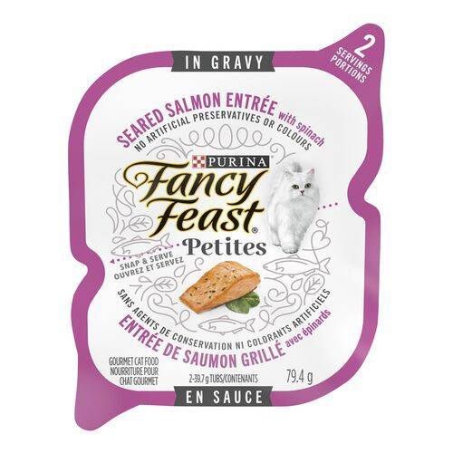 Fancy feast saumon epinard en sauce (79.4 g) - petites salmon spinach in gravy cat food (79.4 g)