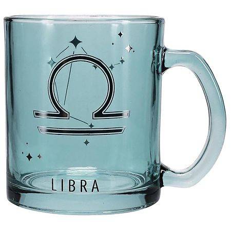 Festive Voice Libra Zodiac Glass Mug (sky blue-black)