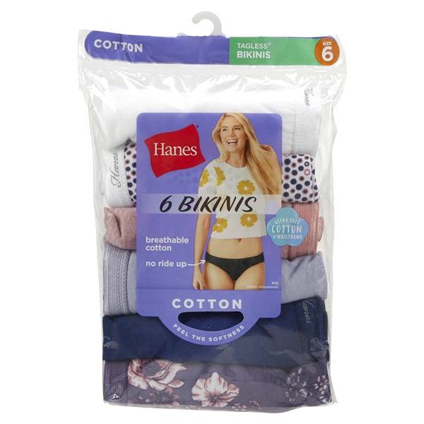 Hanes Cool Comfort? Women's Cotton Bikini Panties Assorted Colors Size 6, 6 Pack