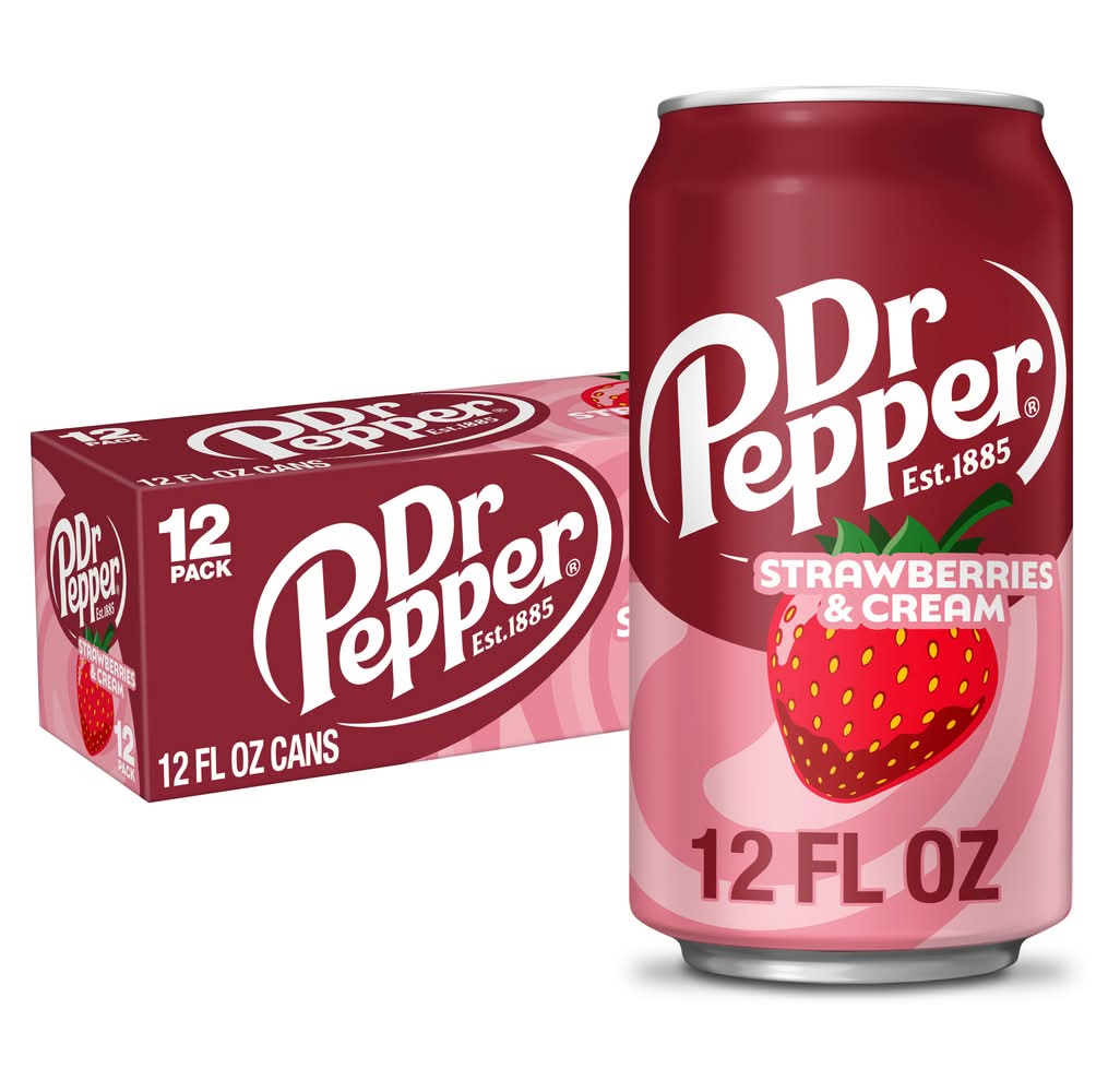 Dr Pepper Soda, Strawberries & Cream (12 x 12 fl oz)
