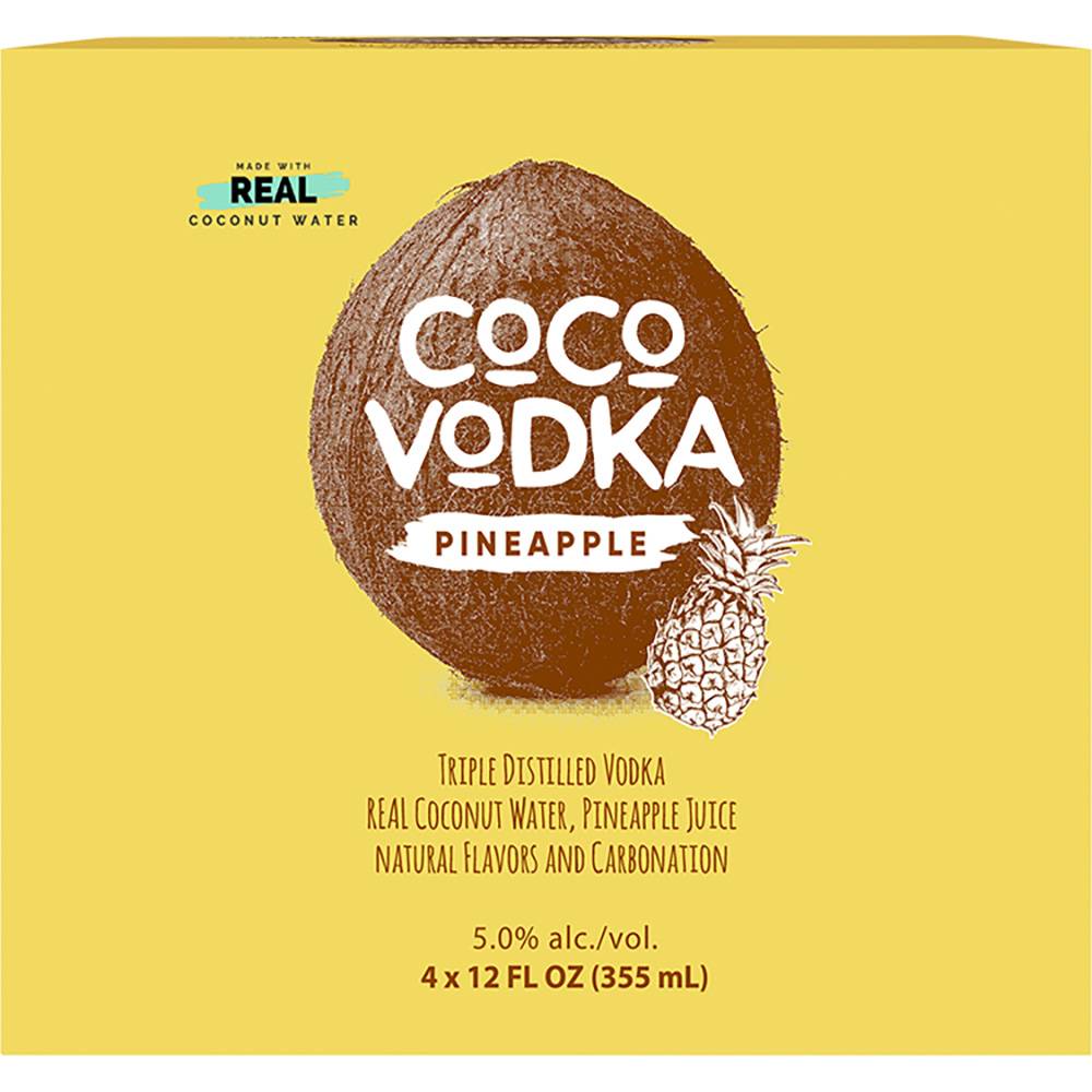 Coco Vodka Pineapple Cocktail Ready-To-Drink (4 ct, 12 fl oz cans)