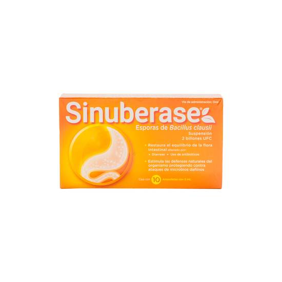 Sinuberase esporas de bacillus clausii suspensión 2 billones ufc (2 pack, 10 un)