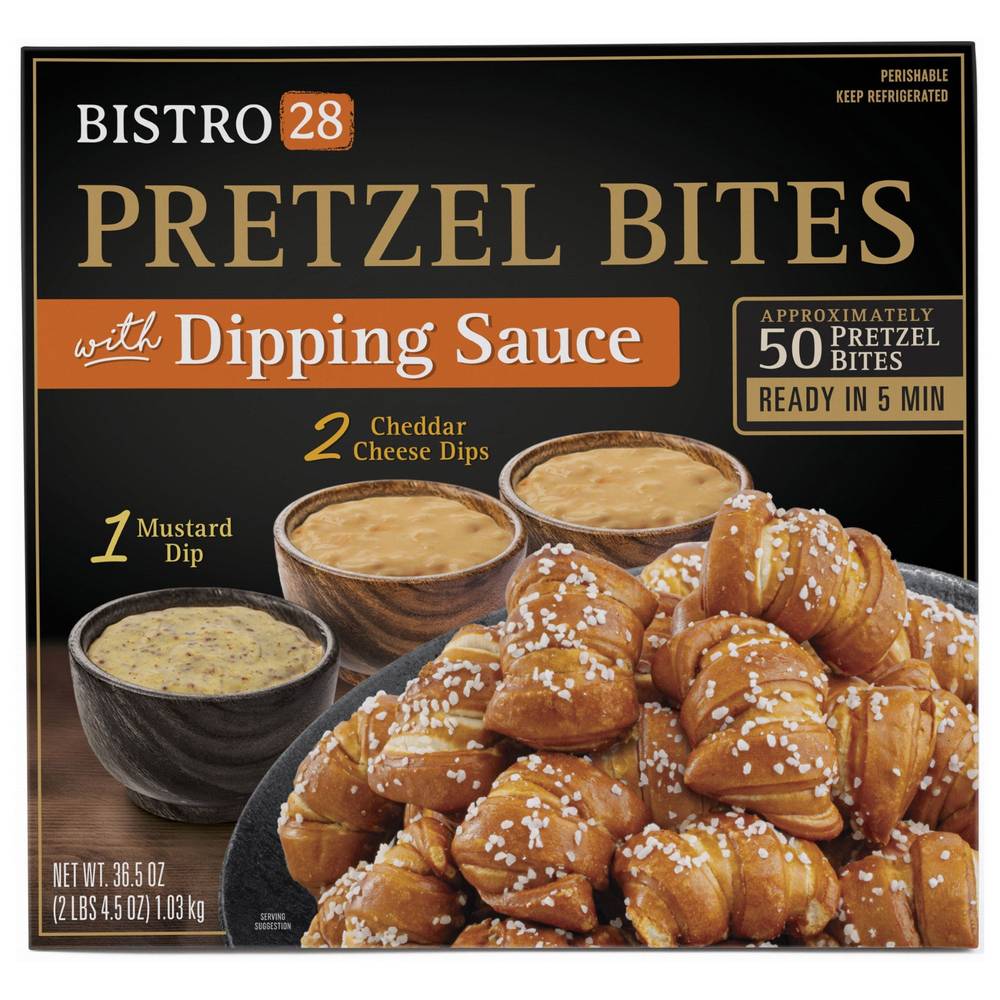 Bistro28 Pretzel Bites With Dipping Sauce (1.36 oz, 50 ct)