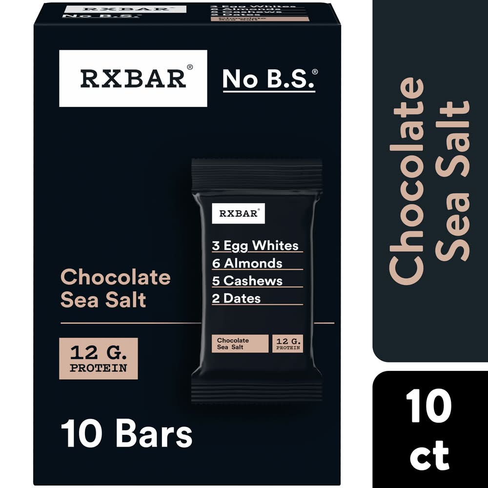 RXBAR No B.s. Protein Bars, Chocolate Sea Salt (10 x 1.8 oz)