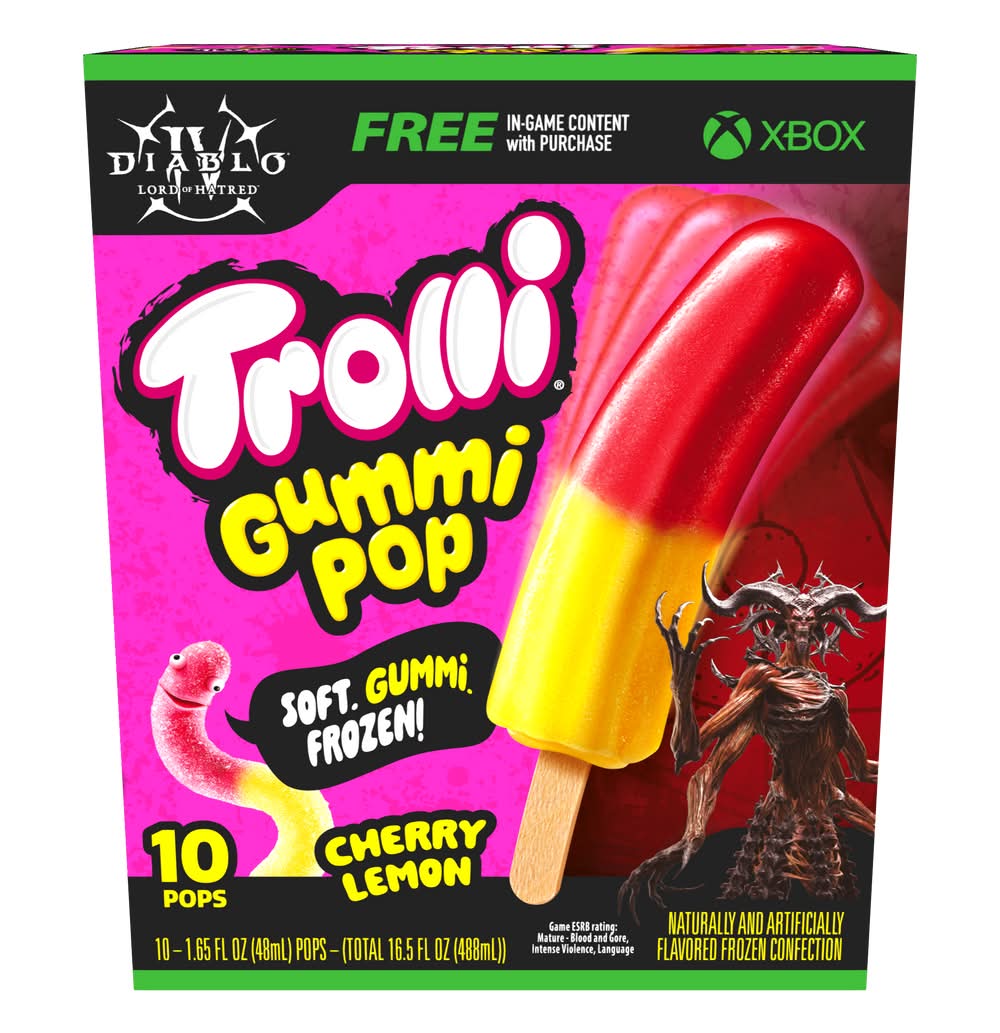 Trolli Frozen Gummi Pops, Cherry-Lemon (10 x 1.65 fl oz)