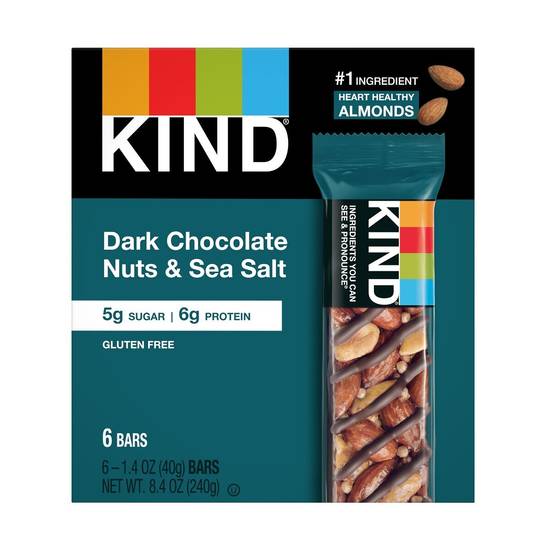 KIND Dark Chocolate Nuts & Sea Salt Bars, 6 ct, 8.4 oz