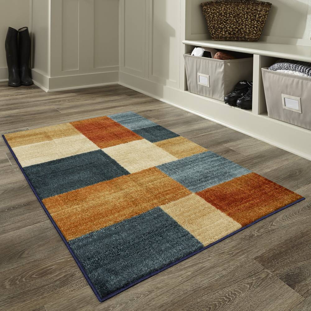 allen + roth with STAINMASTER 3 X 4 (ft) Indoor Geometric Mid-century Modern Machine Washable Throw Rug | B5174414