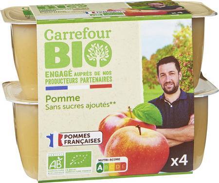 Carrefour Bio - Compote de fruits sans sucre ajouté (pomme)