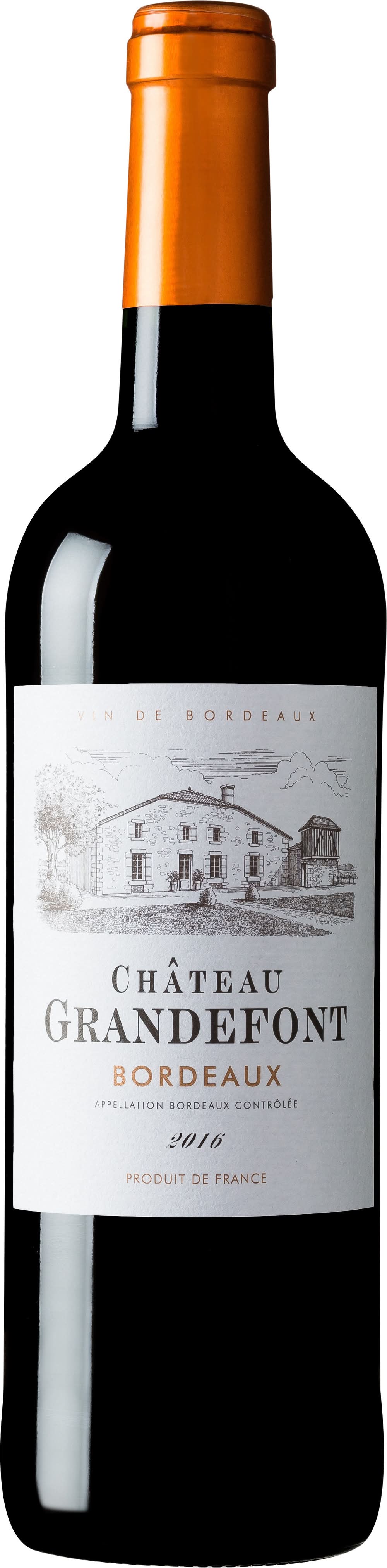Château Grandefont - Vin rouge bordeaux, 2016 (750ml)