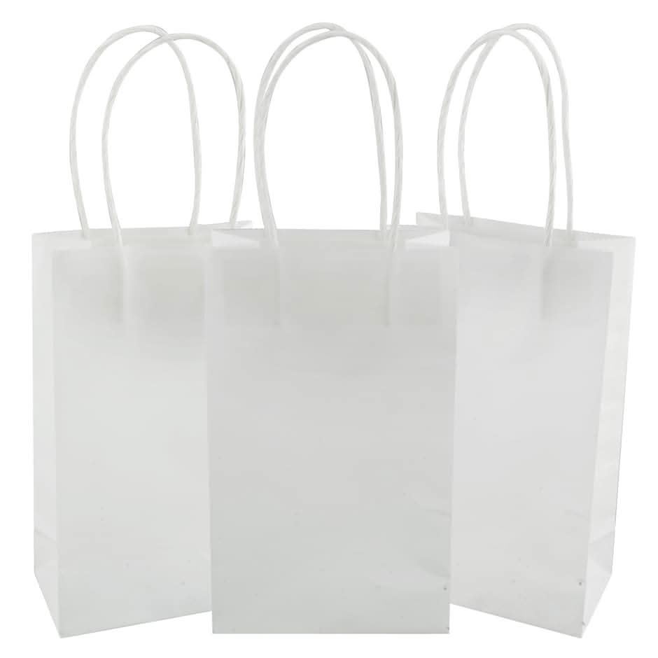 Voila! Kraft Paper Gift Bags, S, White (3 ct)