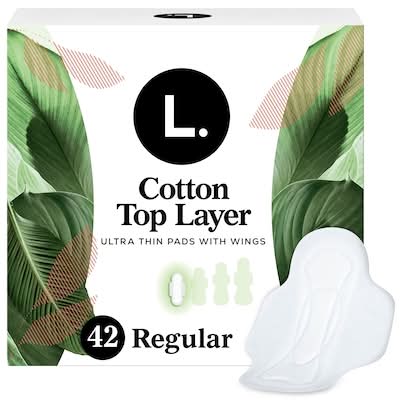L. Cotton Top Layer Ultra Thin Pads With Wings, Women, Regular (42 ct)