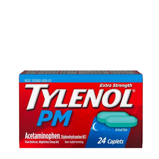 Tylenol PM Extra Strength Pain Reliever & Sleep Aid Caplets, 24 CT