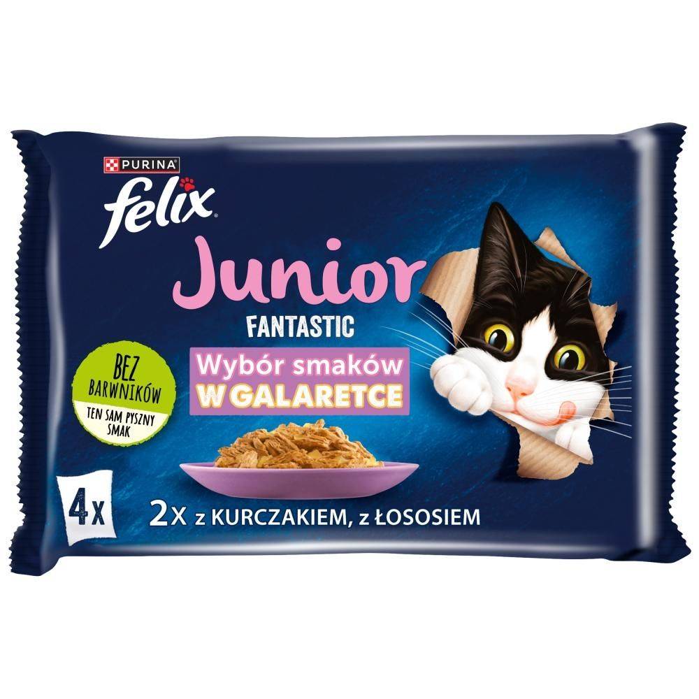 Felix Fantastic Junior Karma dla kociąt wybór smaków w galaretce 340 g (4 x 85 g)