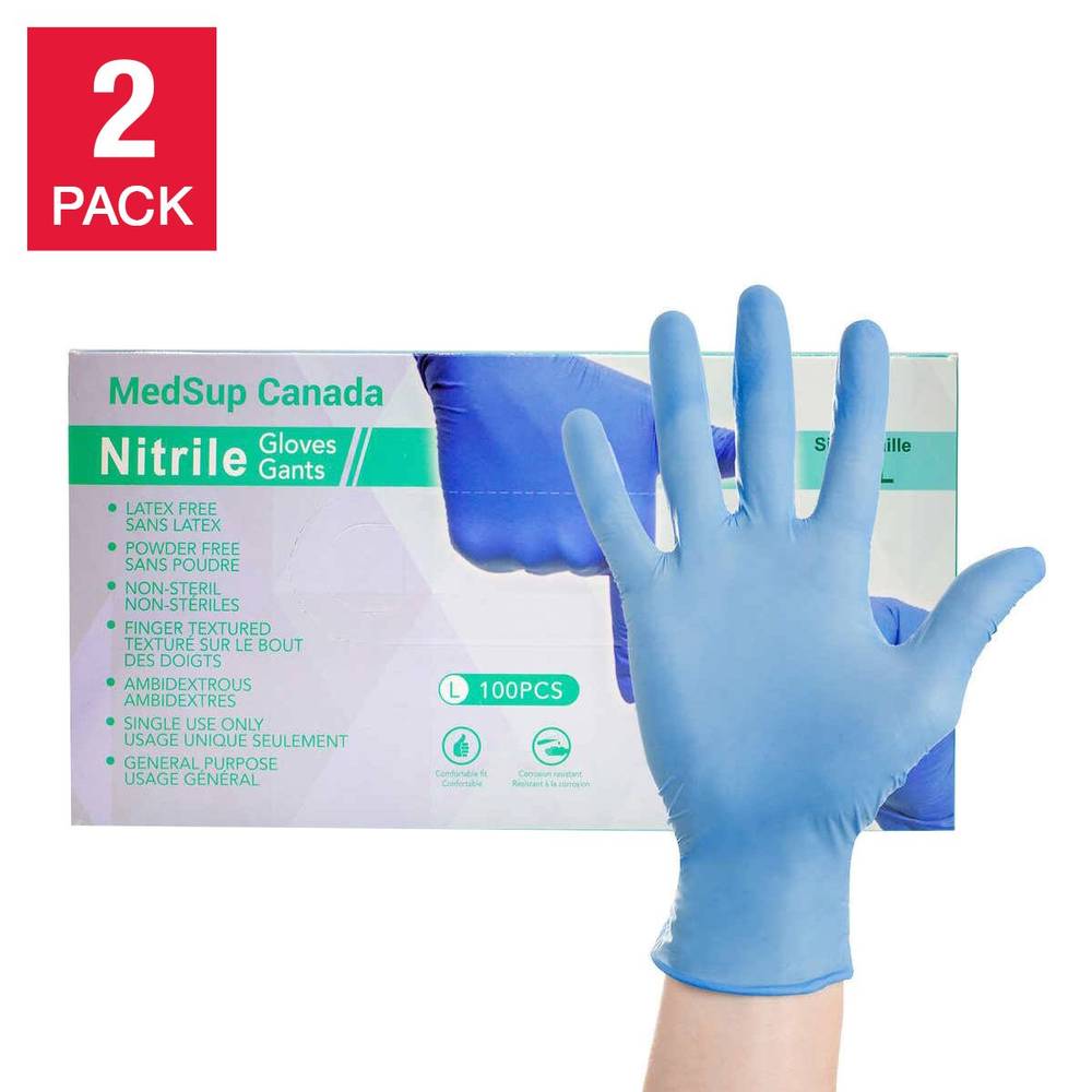 MedSup Gants Nitrile Large ( 2 x 100 unités) - Nitrile Gloves Large ( 2 x 100 units) (L)