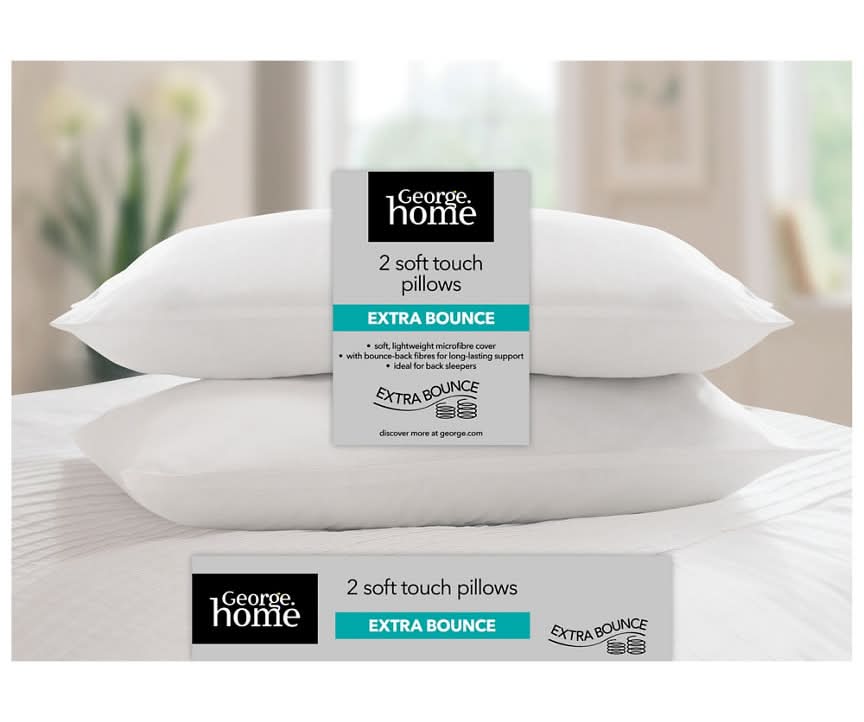 George Home White, Soft Touch Extra Bounce Pillow Pair (2 pack)