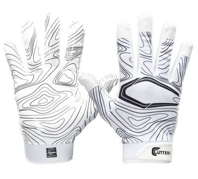 Cutters Youth Game Day Receiver Football Gloves, White Topo