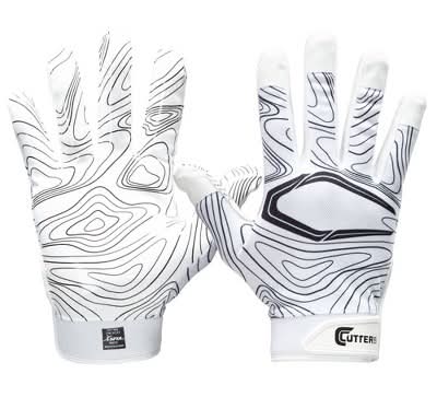 Cutters Game Day Receiver Gloves, S-M, White Topo