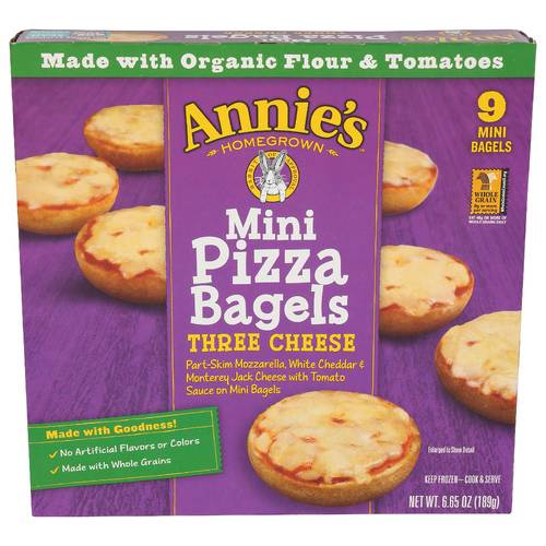 Annie's Homegrown Mini Pizza Bagels Three Cheese