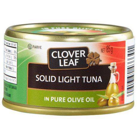 Clover leaf thon pâle entier à l'huile d'olive pure (85 g) - solid light tuna in pure olive oil (85 g)