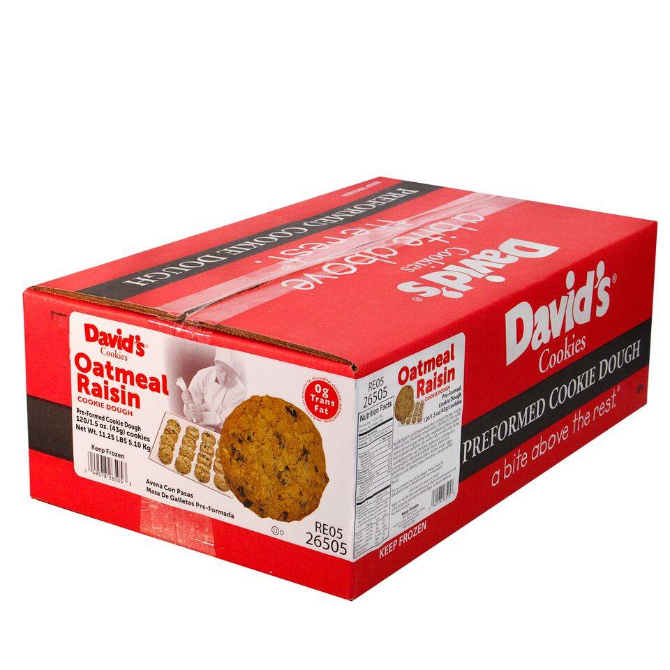 Frozen David's Cookies - Oatmeal Raisin Cookie Dough, 1.5 oz each - 120 ct (1X120|Case of 1)