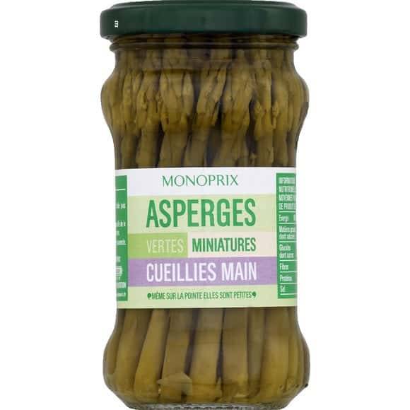 Monoprix Asperges Vertes Miniatures Cueillies Main Le Bocal De 100 G Net Égoutté