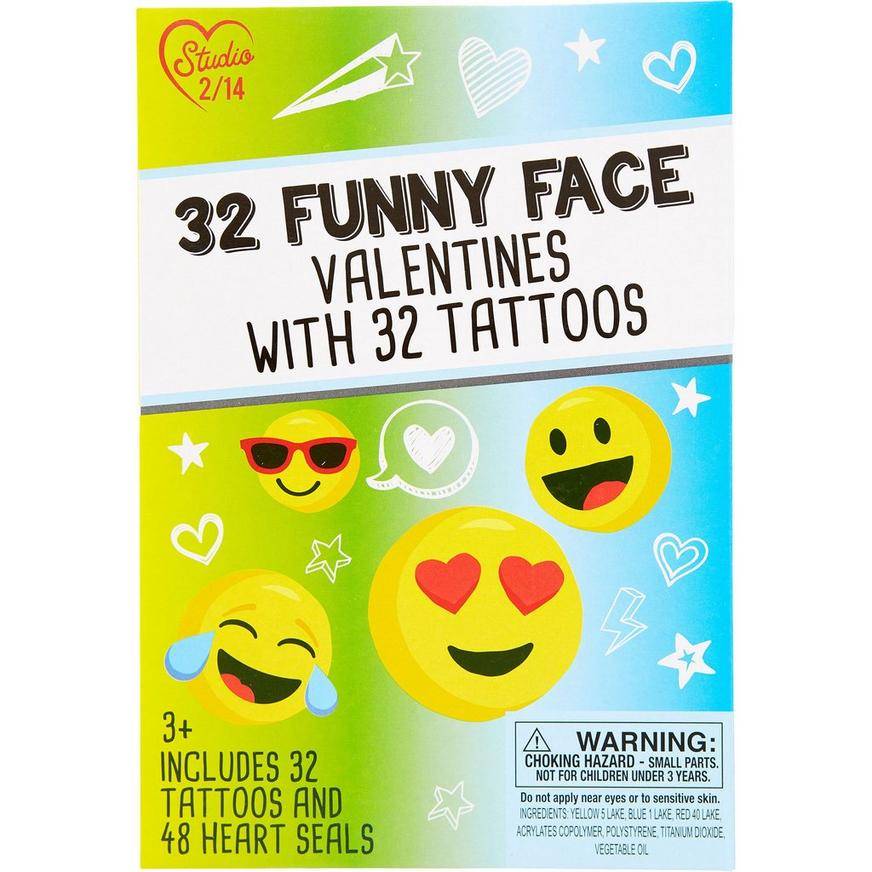 Hallmark Funny Face Valentine's Day Exchange Cards With Tattoos (unisex/multi)