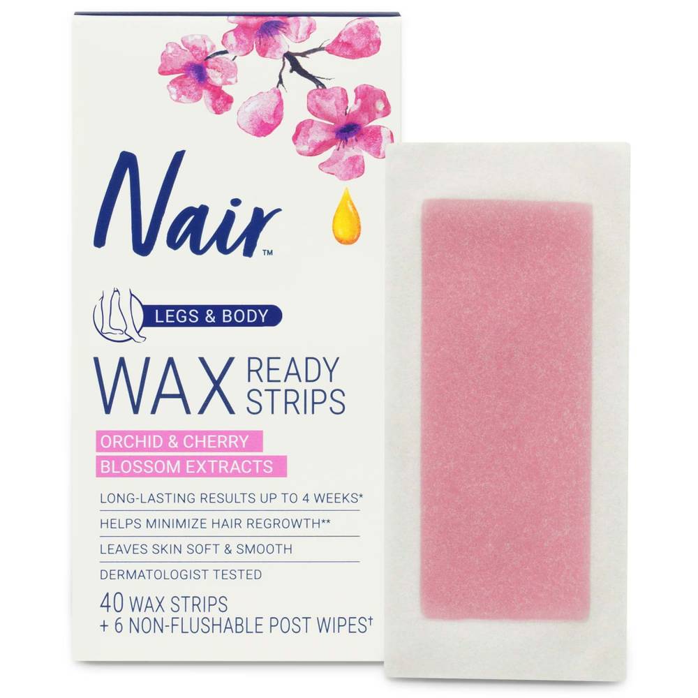 Nair Hair Remover Wax Ready- Strips For Legs & Body (40 ct)