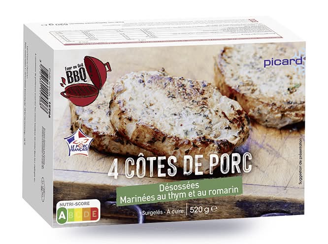 4 côtes de porc désossées marinées au thym,romarin