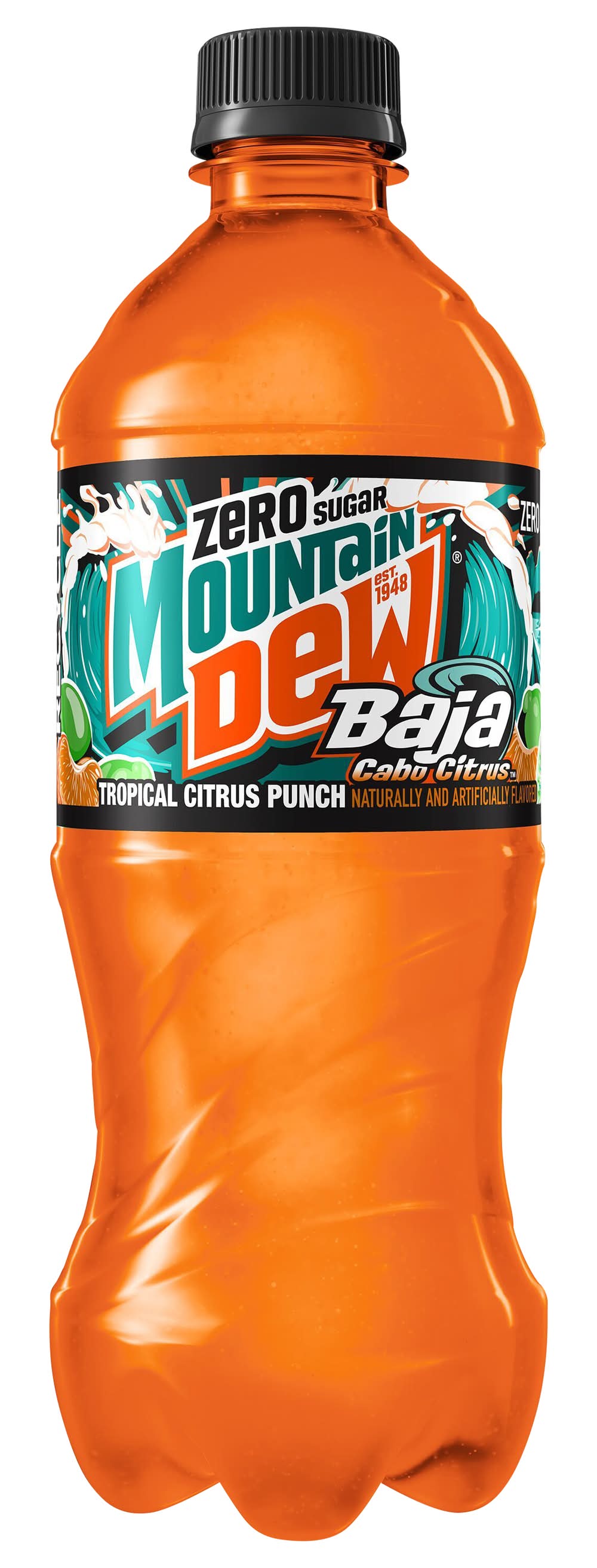 Mountain Dew Zero Sugar Baja Cabo Soda, Tropical Citrus Punch (20 fl oz)
